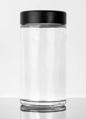 Glass Tall CRC Flint Jar  with black lid