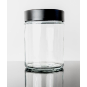 18oz Tall Glass Jar – Black CR Lid (24 Count)